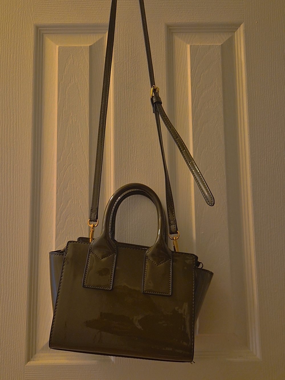 Aldo Olive Patent Mini Top-Handle Crossbody Bag